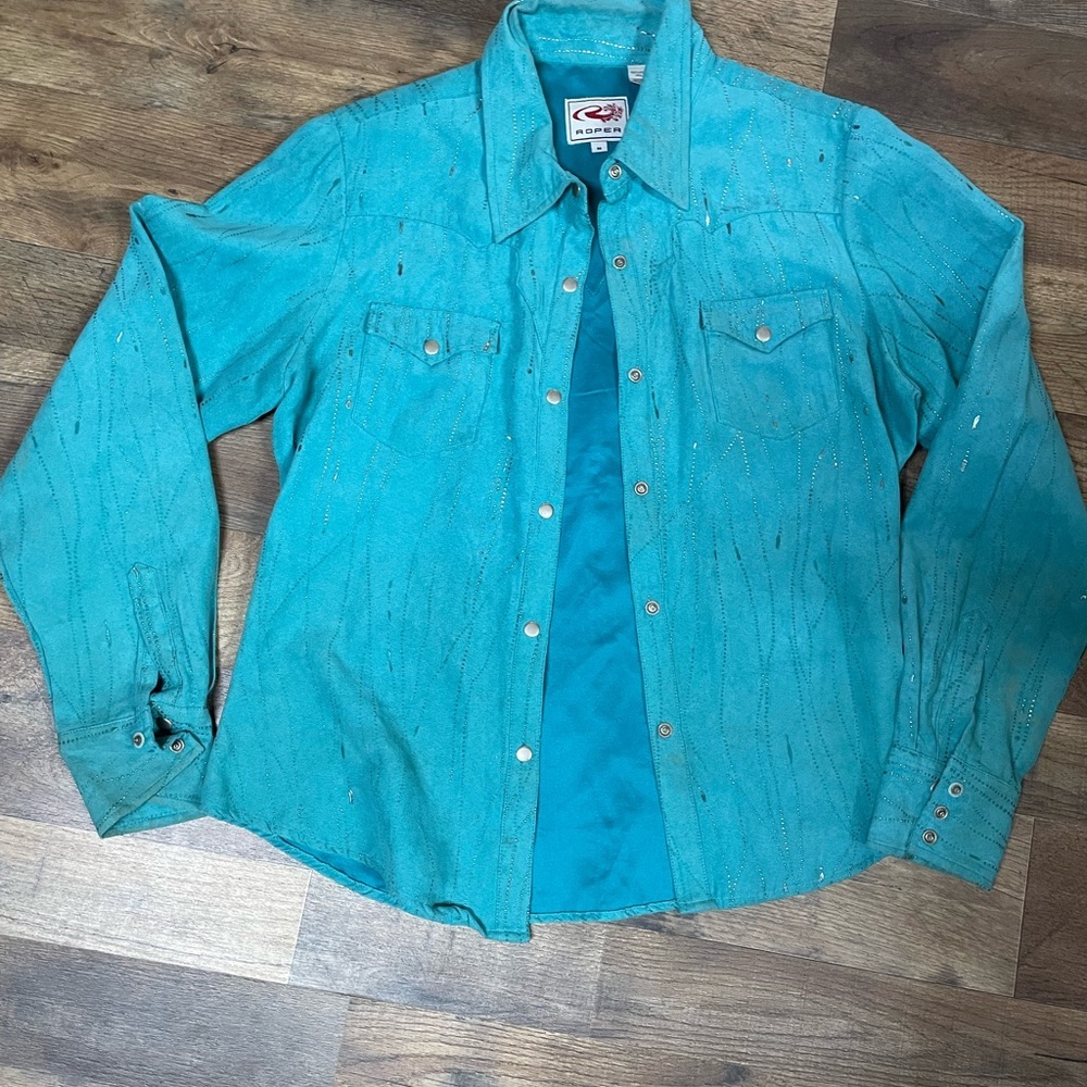 Roper Women's Turquoise Button Down Shirt - Picture 1 of 2